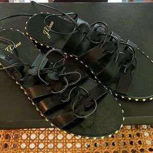 Size 7 Jcrew new, never been worn, black tie up sandal